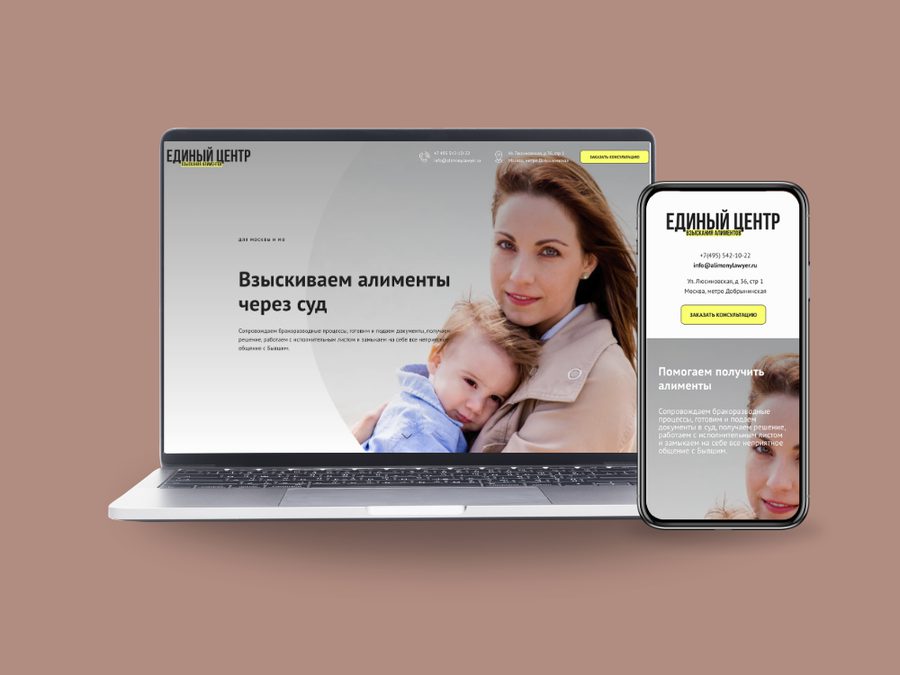 Web na kľúč pre advokáta so zameraním na výživné — alimonylawyer.ru