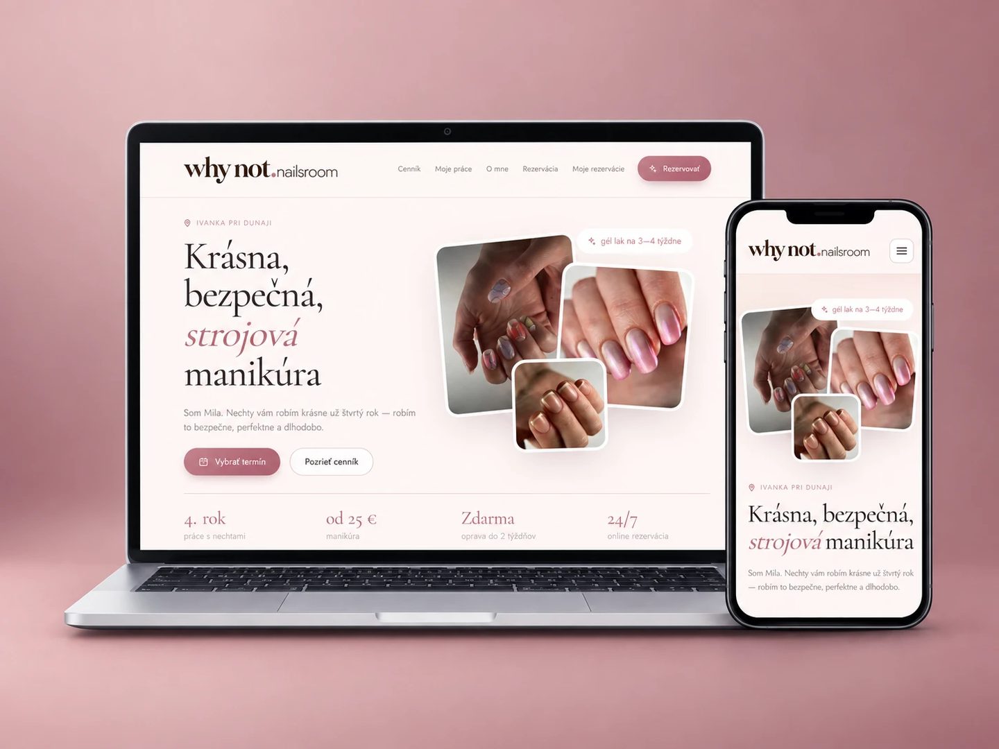 Vlastný systém online rezervácií pre manikérske štúdio why not nailsroom